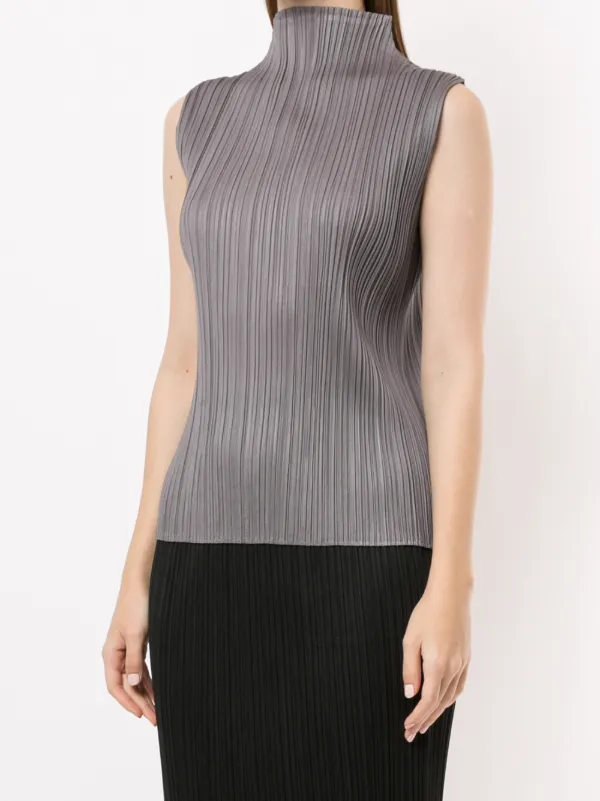 Pleats Please Issey Miyake Sleeveless Pleated Top | Grey