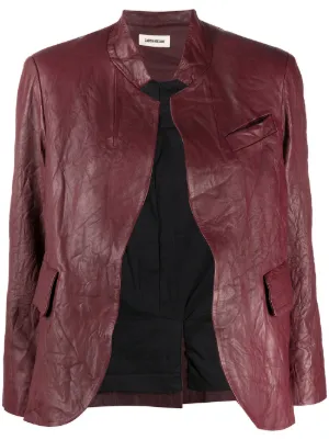 plum biker jacket