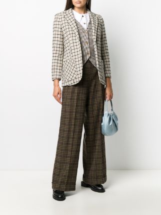 plaid wide leg trousers展示图