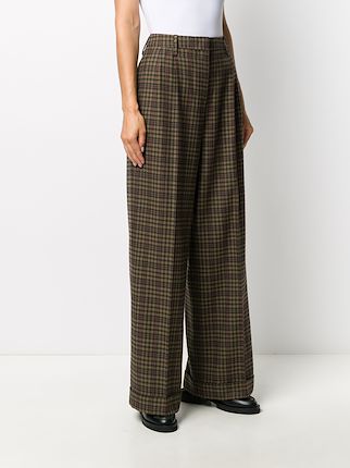 plaid wide leg trousers展示图