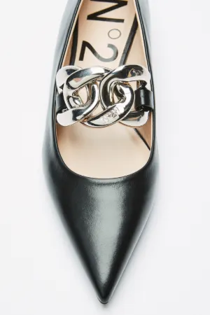 Chunky Chain-Embellished Ballet Flats