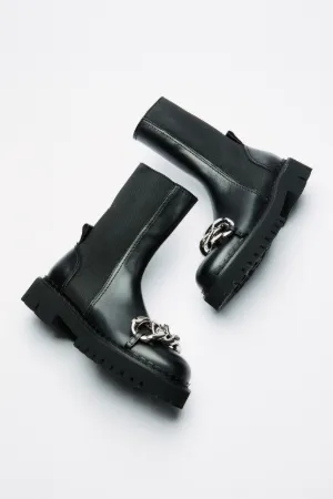Chunky Chain-Embellished Boots