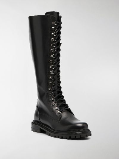 knee high combat boots leather