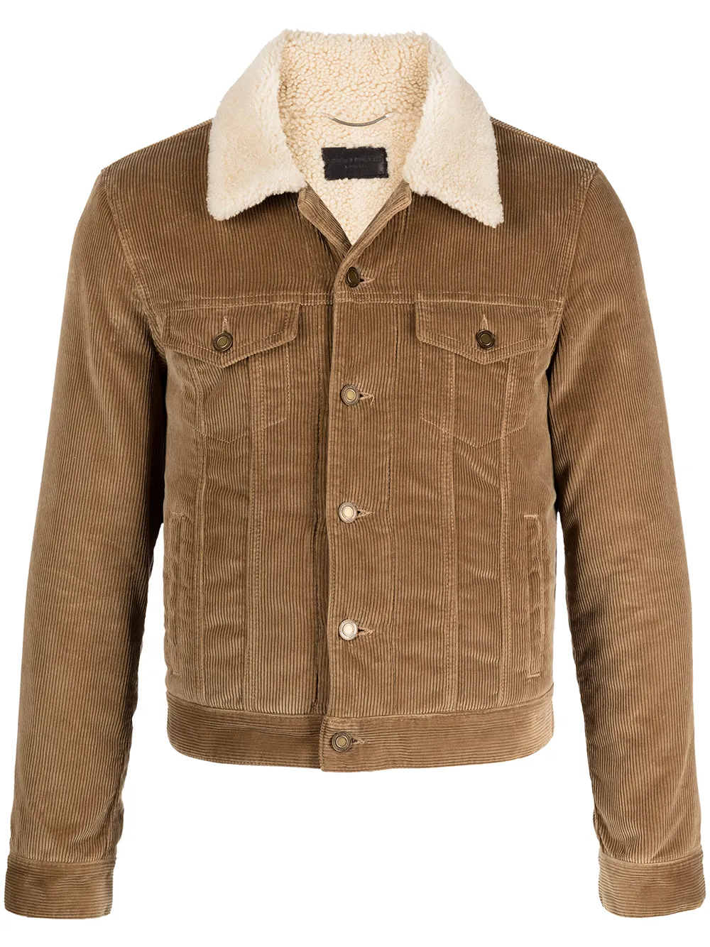 

Saint Laurent shearling-collar corduroy denim jacket - Brown