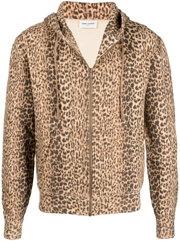 Leopard print zip hoodie clearance