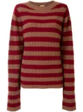 Lhd horizontal stripe knit jumper - Red