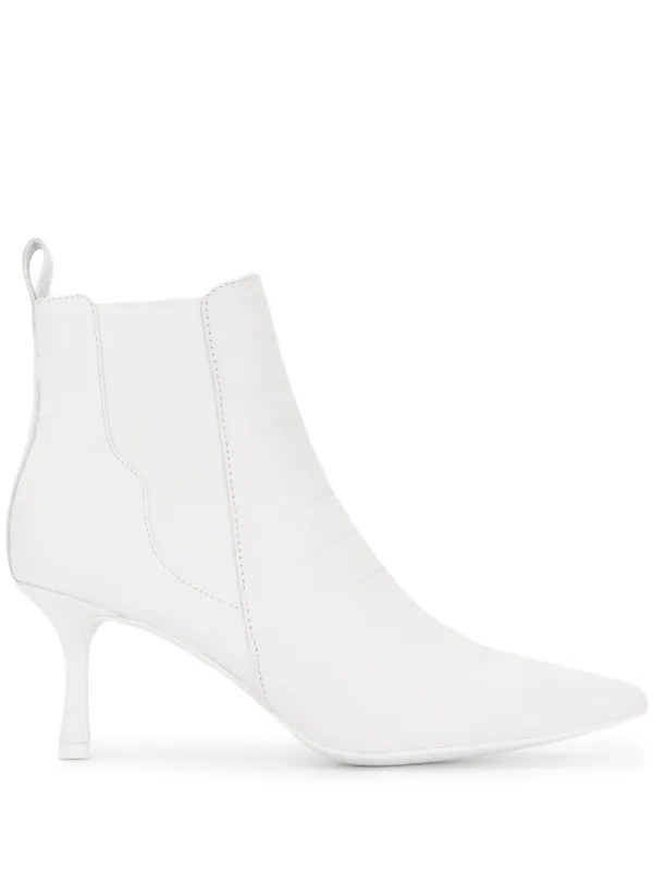 pointed white ankle boots