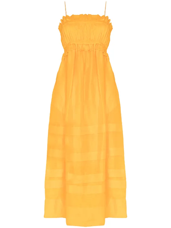 Shop Orange Lee Mathews Canary Gathered Maxi Dress With Express Delivery Farfetch