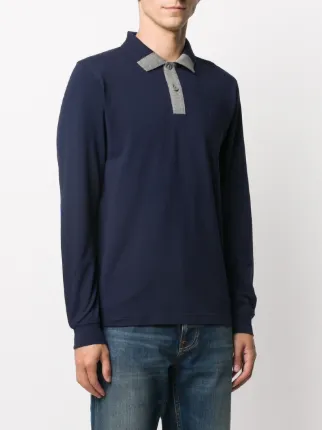 long sleeved polo shirt with contrast detail展示图