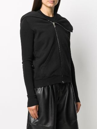 asymmetric collar zip-up hoodie展示图