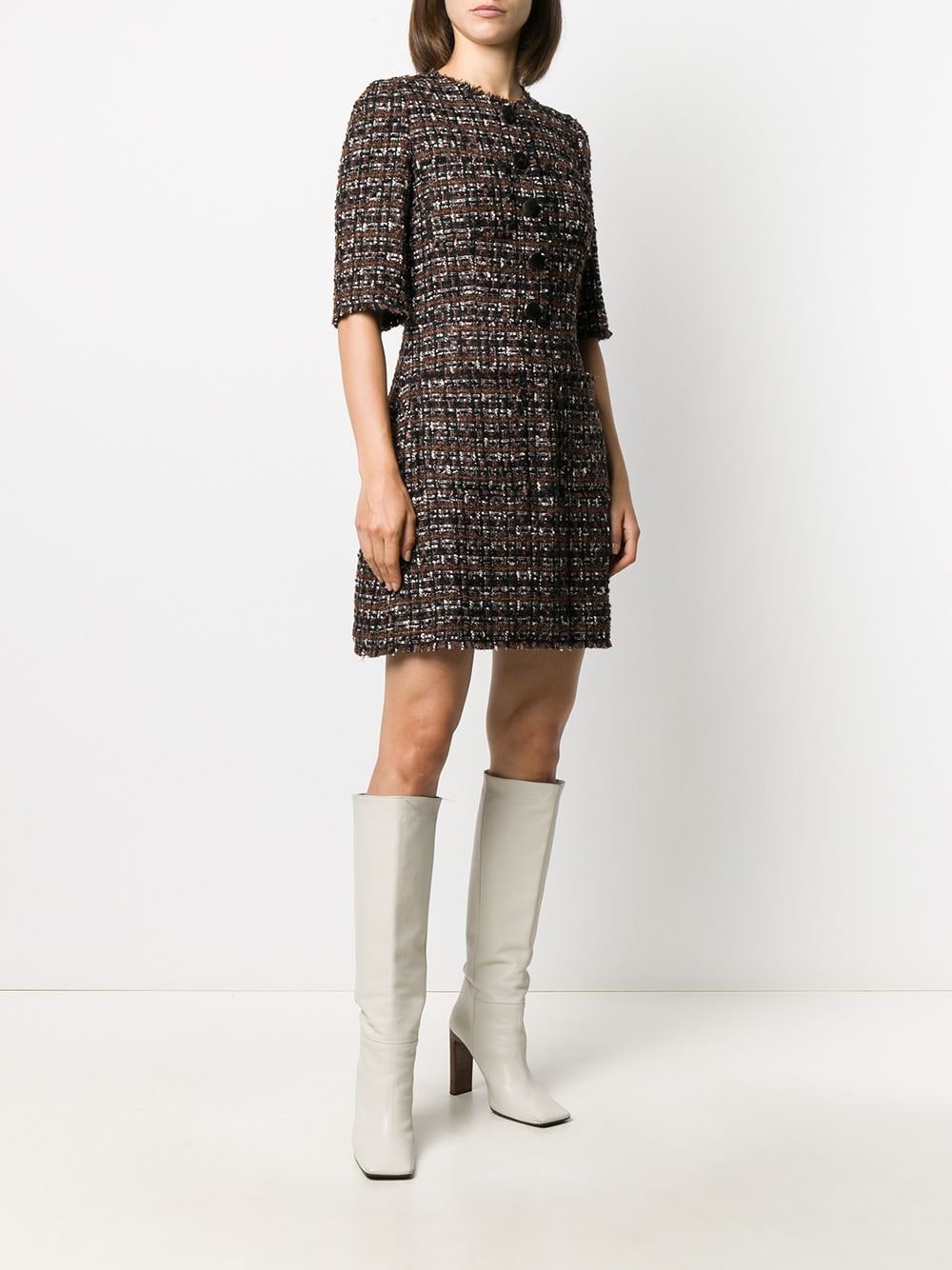 Dolce & Gabbana horn-buttons Tweed Short Dress - Farfetch