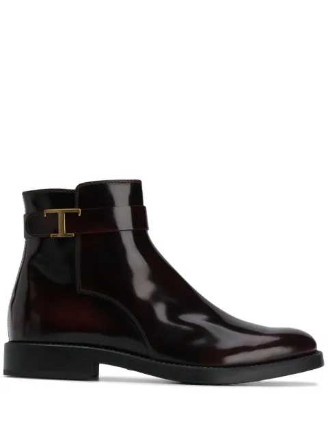 Tod's T logo plaque leather boots