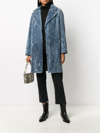 long-sleeved sheepskin panel coat展示图