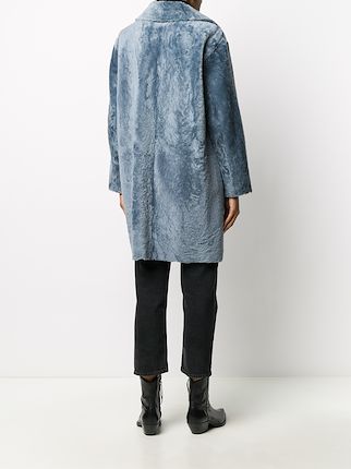 long-sleeved sheepskin panel coat展示图