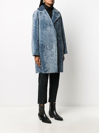 long-sleeved sheepskin panel coat展示图