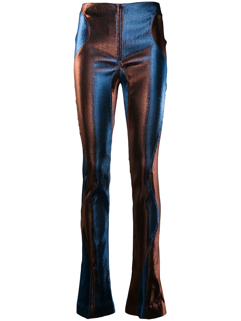 фото Mugler расклешенные брюки с эффектом металлик