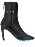 Off-White lace-up 105mm leather ankle boots - Black