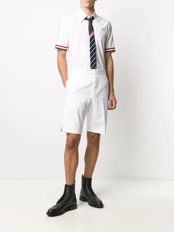 Thom Browne RWB-stripe short-sleeve Shirt | White | FARFETCH