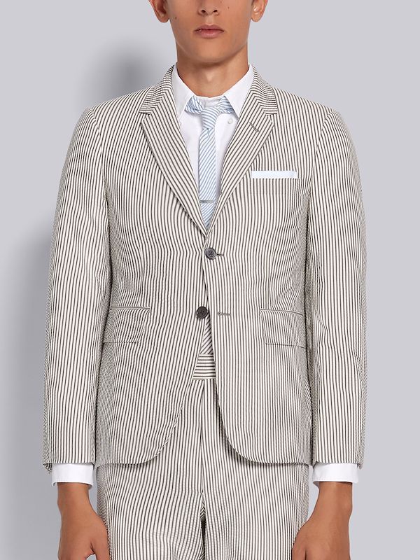 Medium Grey Wool Seersucker Classic Jacket