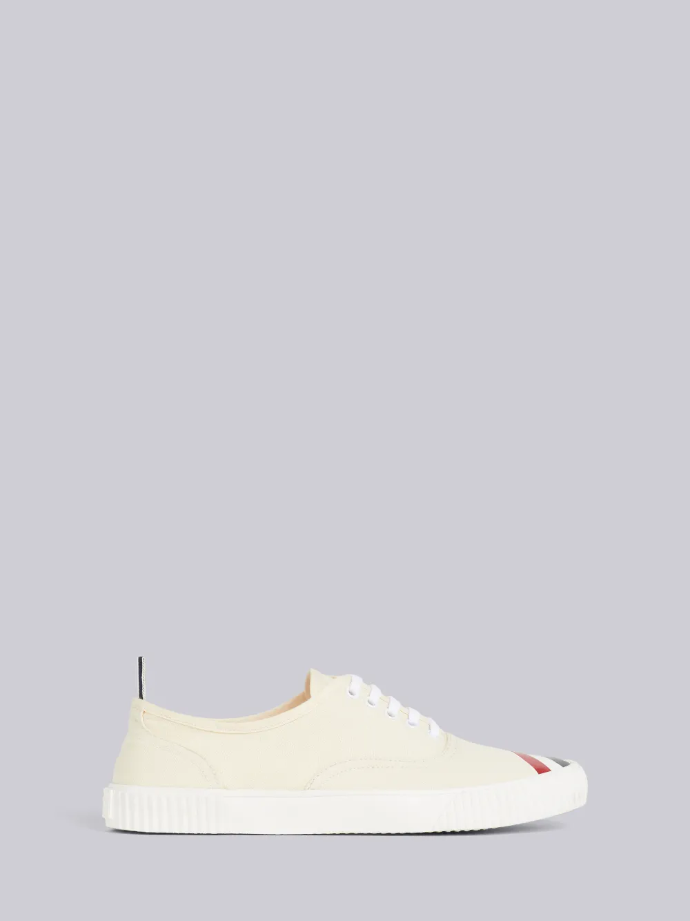 Thom Browne Rwb Stripe Cotton Canvas Low Sneakers In White