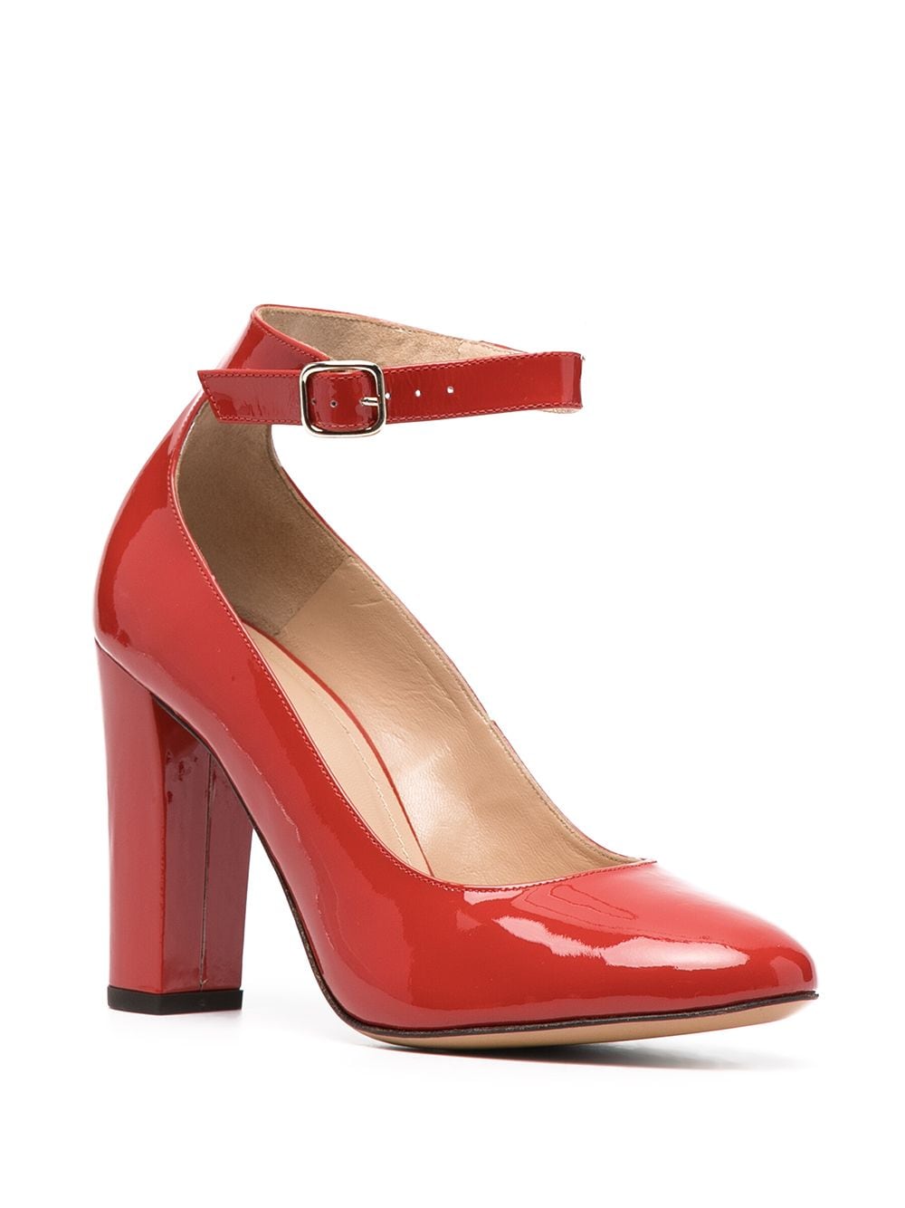 Shop Tila March Side-buckle Leather Pumps In Red