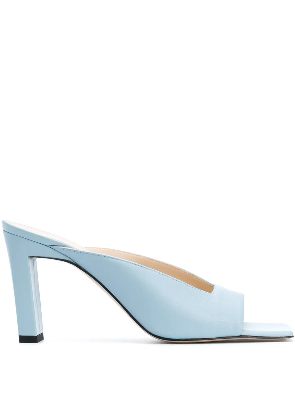 blue high heel mules