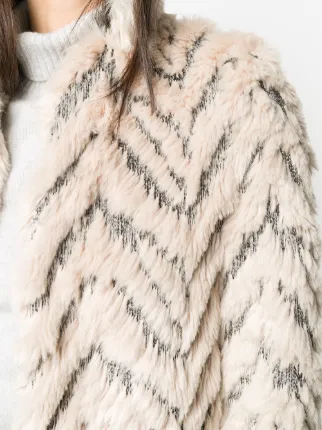 Fur Free Fur chevron-stripe coat展示图