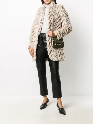 Fur Free Fur chevron-stripe coat展示图