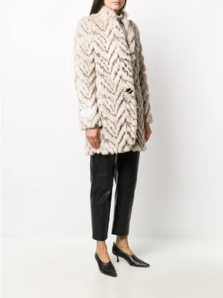 Fur Free Fur chevron-stripe coat展示图