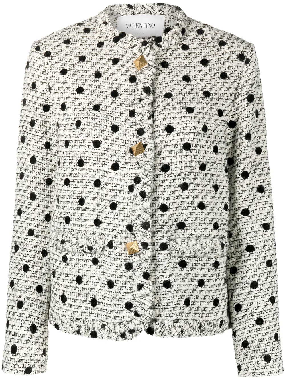 

Valentino chamarra de tweed Roman Stud - Blanco