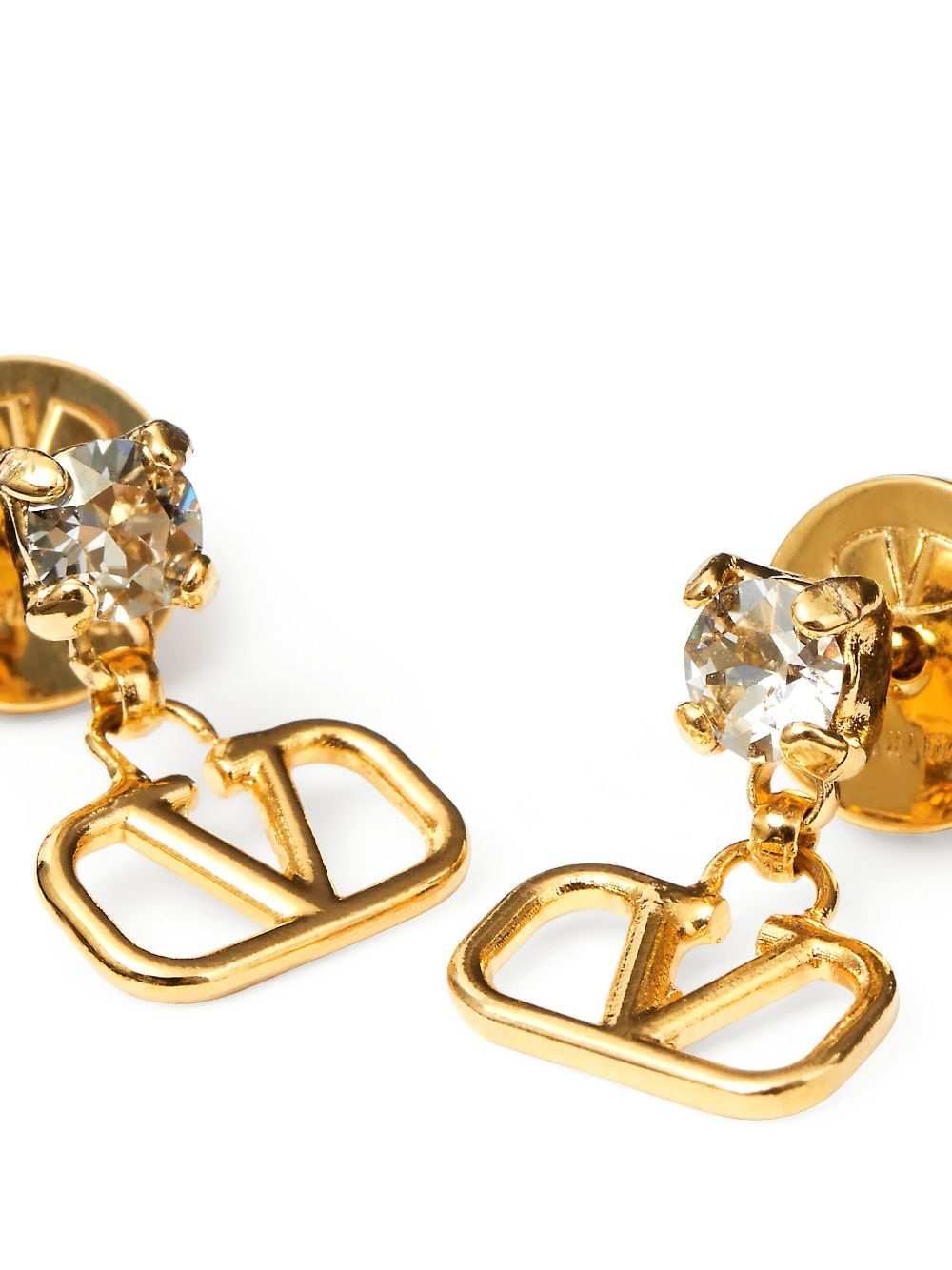 Shop Valentino Vlogo Signature Crystal-embellished Earrings In Gold