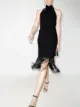 Image 2 of Taller Marmo fringed-edge halterneck midi dress