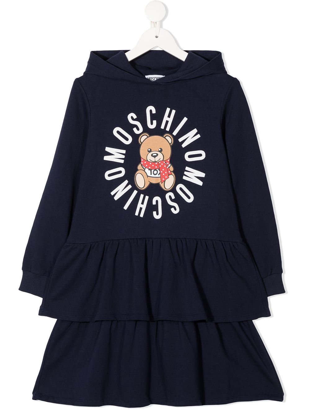 фото Moschino kids платье-толстовка с логотипом teddy bear и оборками