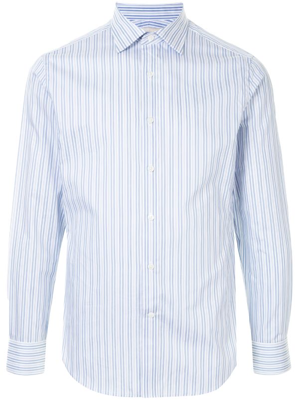 blue white striped long sleeve shirt