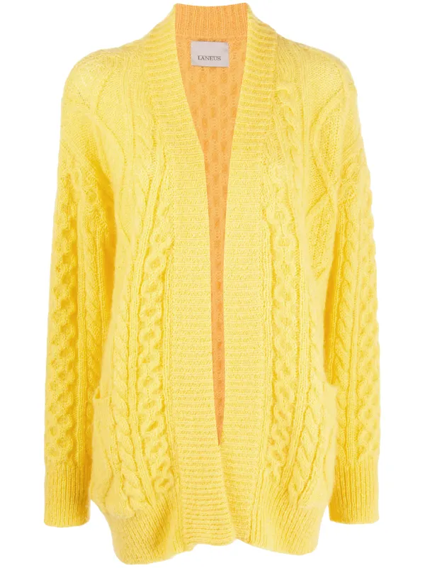 yellow knit cardigan