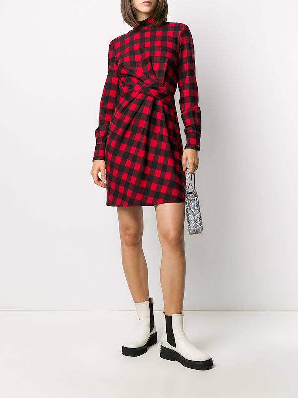 plaid wrap dress