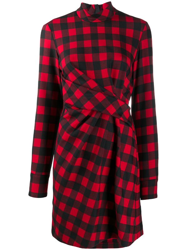 plaid wrap dress