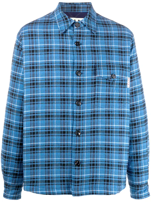 Shop Marni check-print shirt jacket 