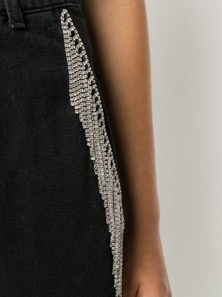 chain embellished cropped wide-leg jeans展示图