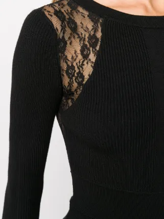 lace-embellished knitted dress展示图