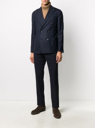 double-breasted slim fit suit jacket展示图