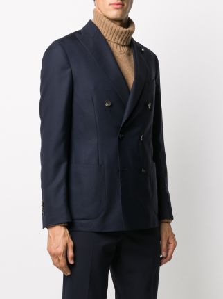 double-breasted slim fit suit jacket展示图