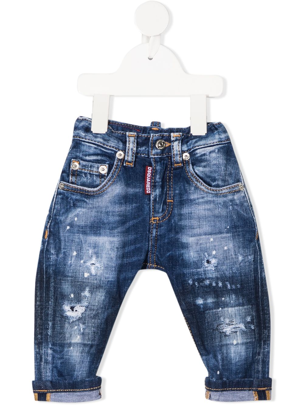 фото Dsquared2 kids джинсы с эффектом потертости