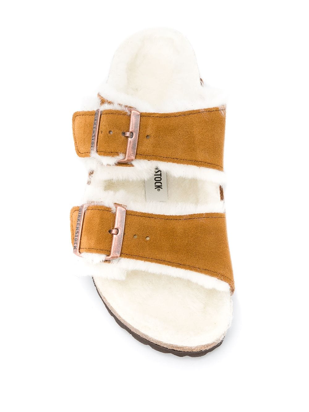 Shop Birkenstock Shearling Sandals In Brown
