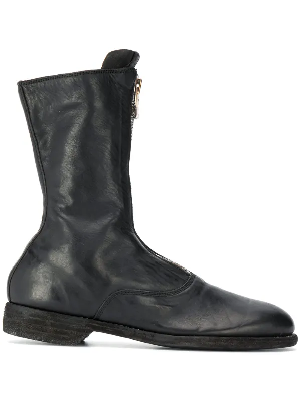 zip front leather boots
