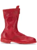 Guidi front-zip leather boots - Red