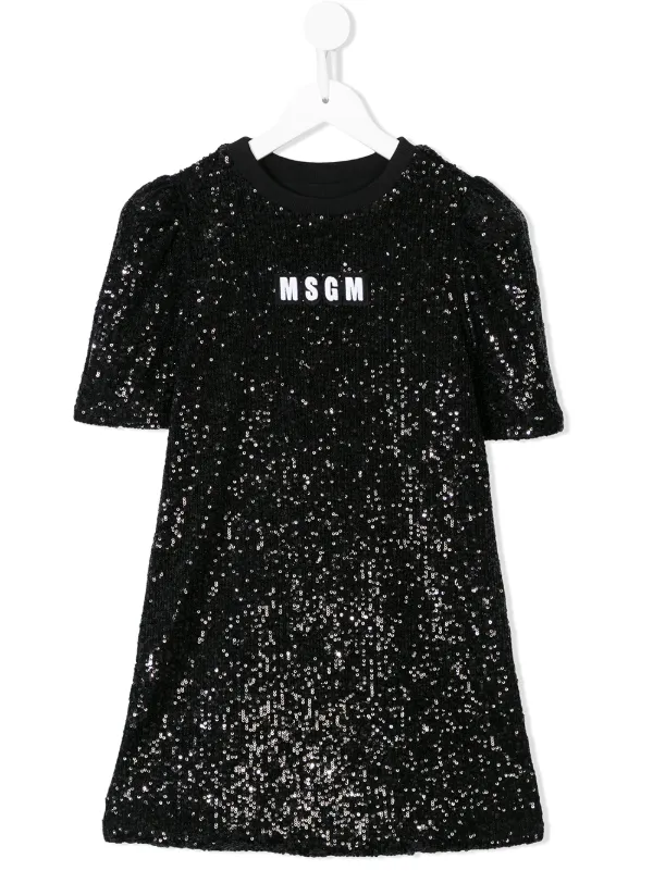 black sequin shirt dress