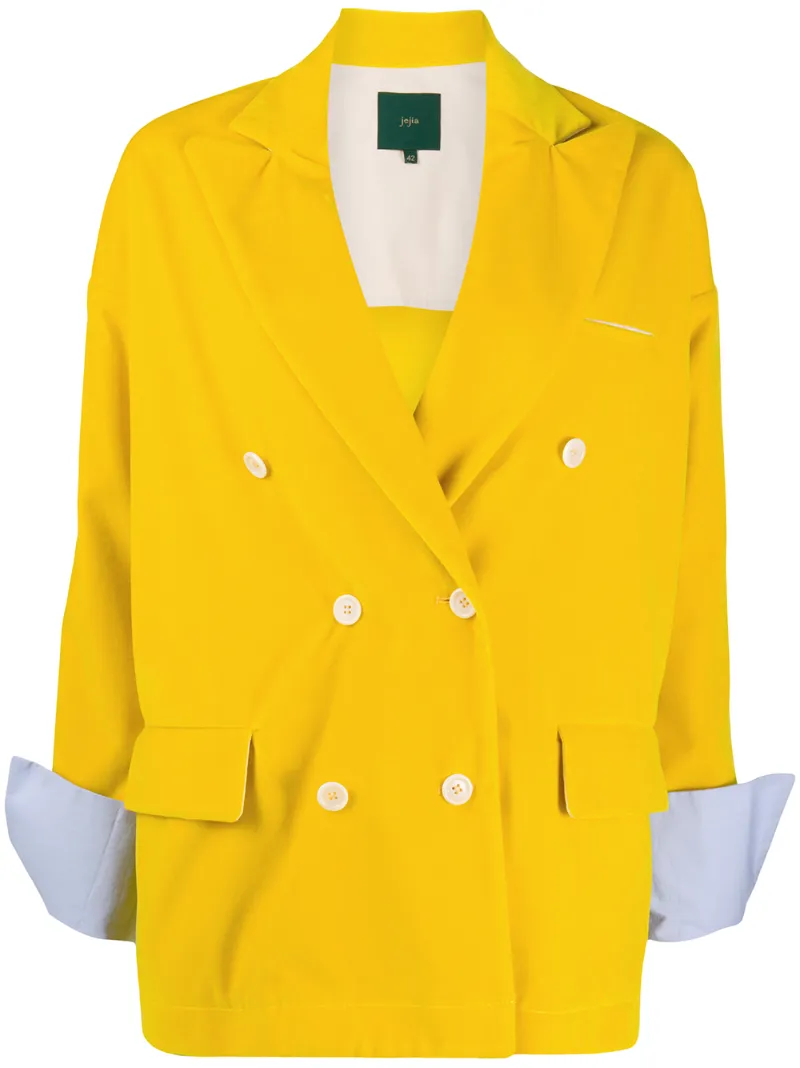 Click to view more detailed imagery on our partner's website Jejia Drop Shoulder Double-breasted Blazer In Yellow