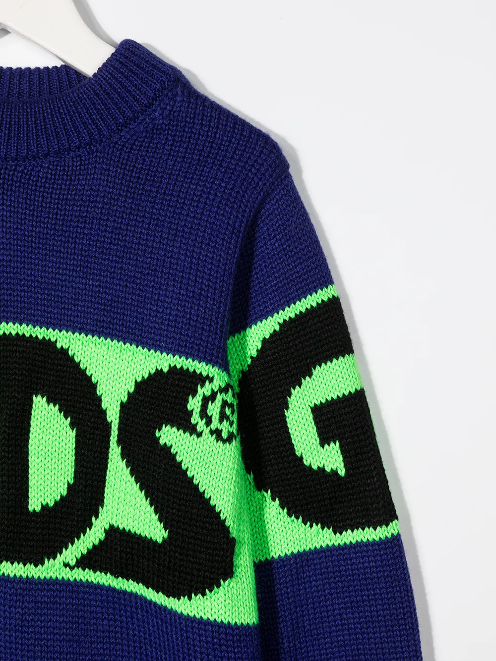  Gcds Kids Gestrickter Pullover Mit Logo   Blau 