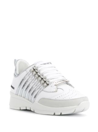 lace up trainers with metallic stripe detail展示图